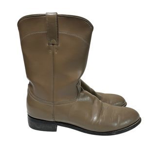 Justin Diamond Boots Mens 11 B Brown Beige Leather Cowboy Rodeo Neutral FLAWS
